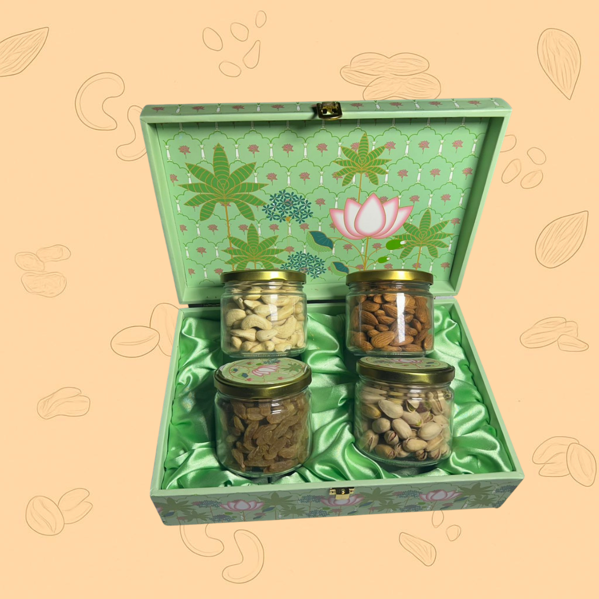 Premium 4 Jar Dry Fruits Gift Box – Healthy & Elegant Gifting Choice