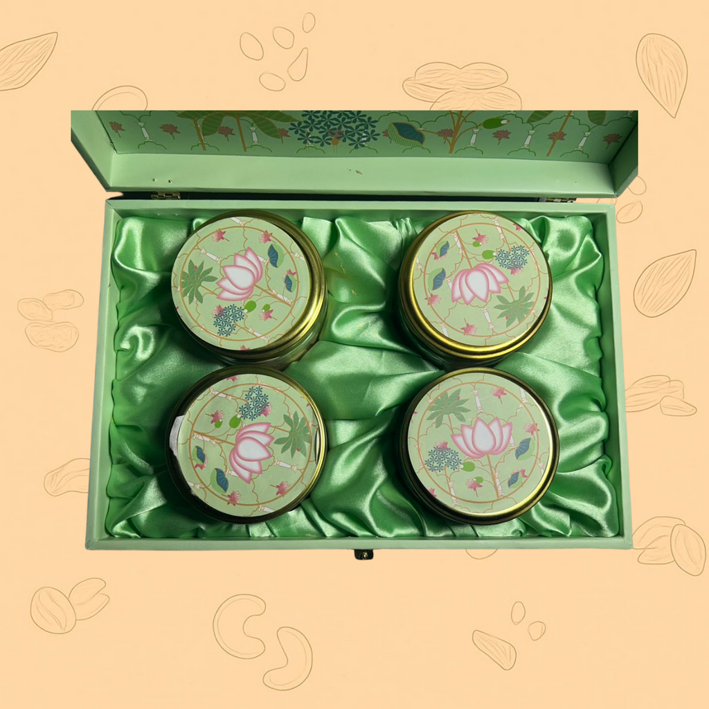 Premium 4 Jar Dry Fruits Gift Box – Healthy & Elegant Gifting Choice
